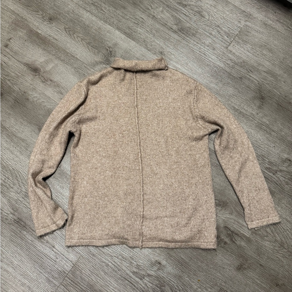 Cozy Tan Loose Turtleneck Sweater